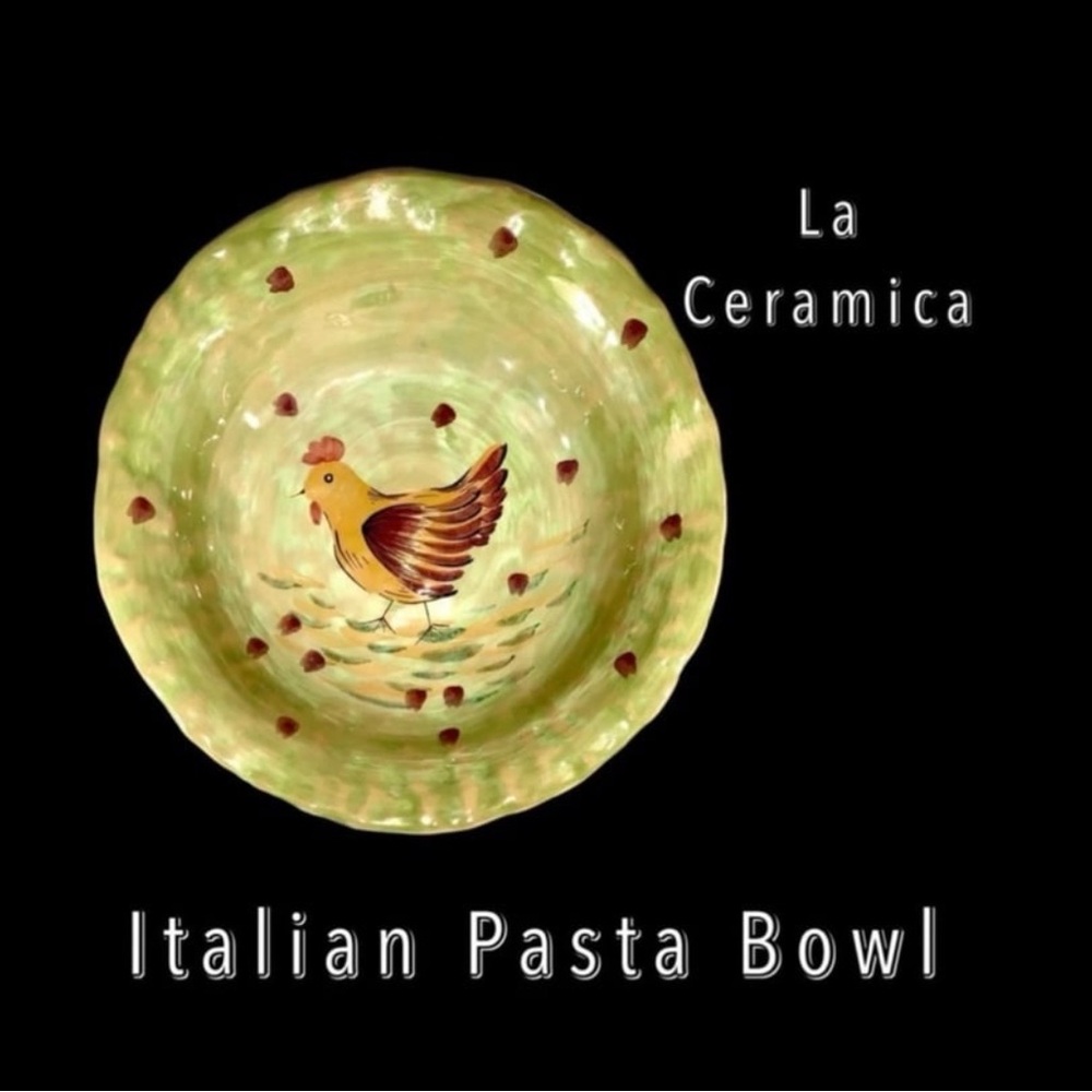Vintage Italian Ceramic Pasta Bowl – Rooster Pattern – Farmhouse Style